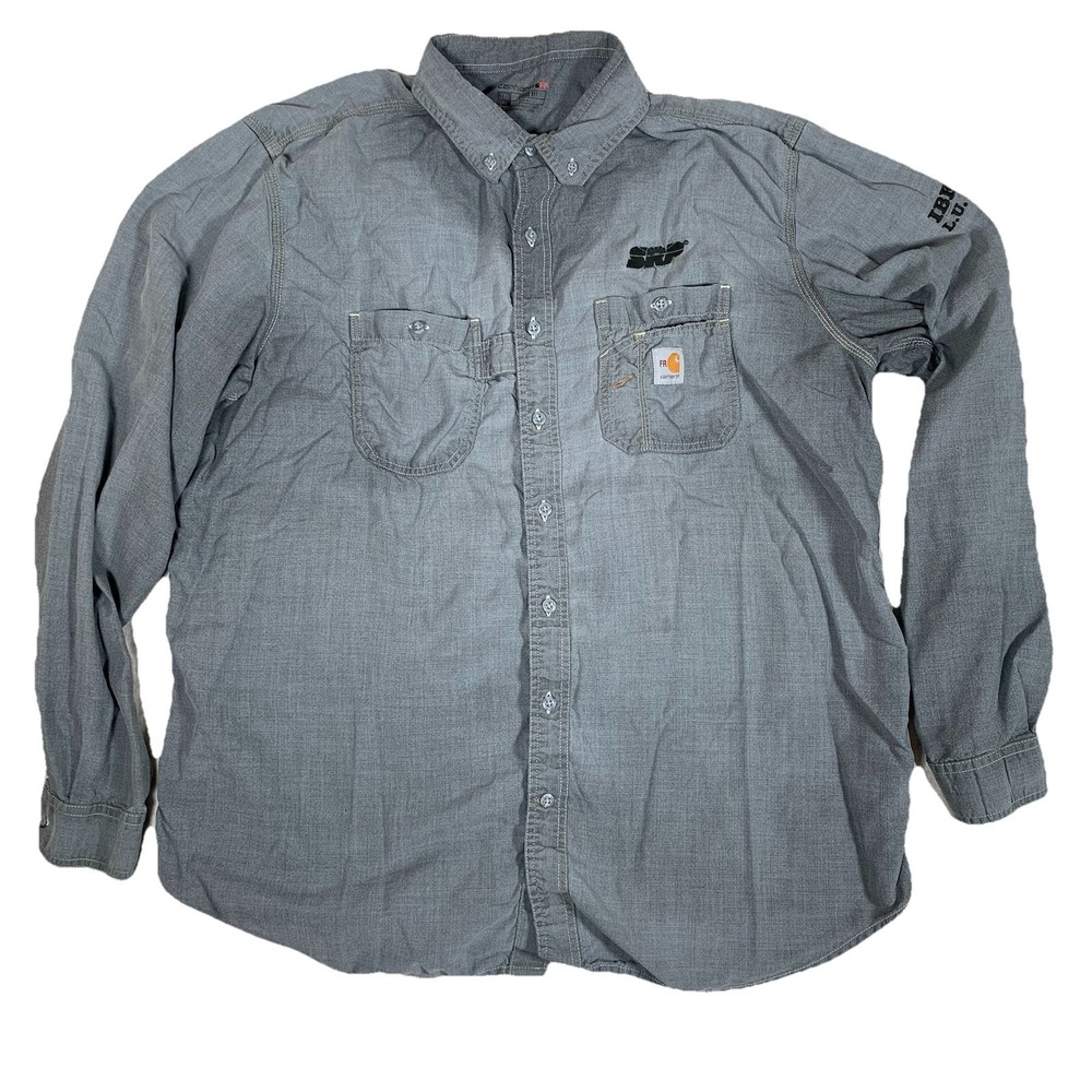 Carhartt Men's FR Force Performance Woven Long Sleeve 2XL Tall Loose Fit Gray